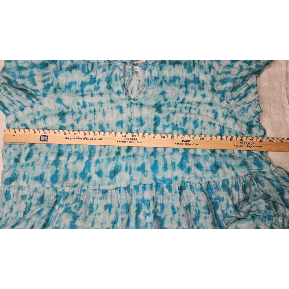 Terra & Sky Top Women's Size 3X Blue Tie Dye Short Sleeves Keyhole Neck Cotton - Picture 4 of 7